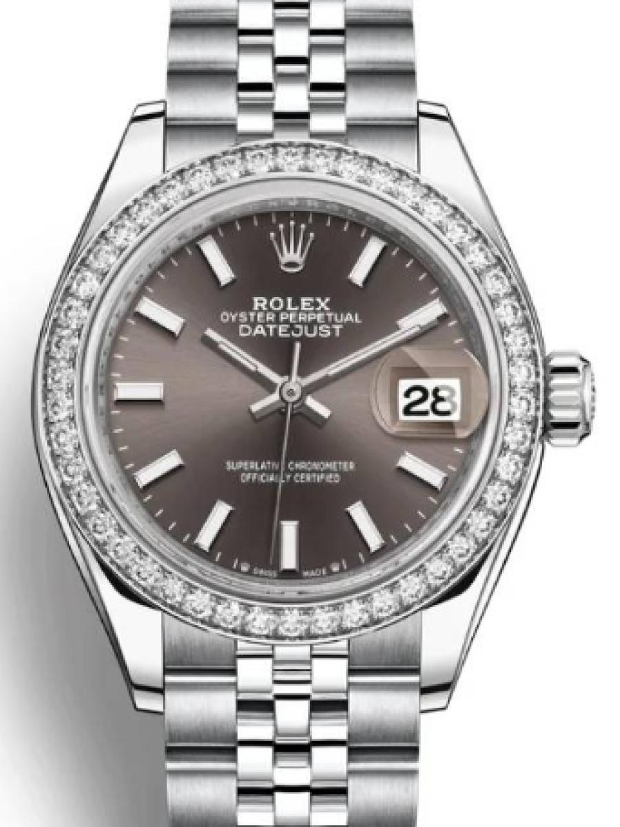 ロレックス レディデイトジャスト 279384rbr-0013 ダークグレー オイスター　オイスタースチール＆ホワイトゴールド　ダイヤモンド　ダークグレーダイヤル　バーインデックス　 レディース　28ｍｍ　キャリバー 2236　パワーリザーブ 約55時間　(新品未使用)