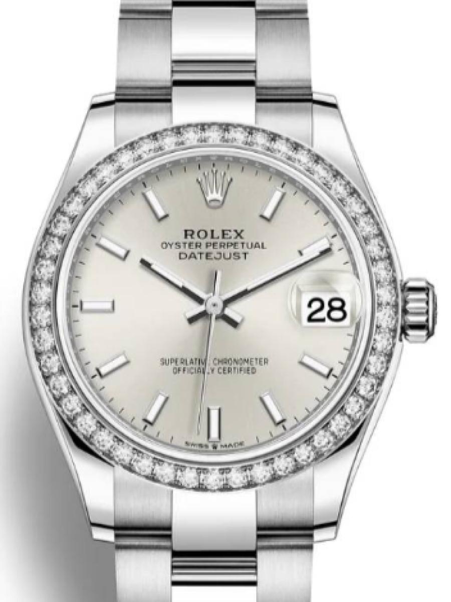 ロレックス レディデイトジャスト 279384rbr-0008 シルバー オイスター　オイスタースチール＆ホワイトゴールド　ダイヤモンド　シルバーダイヤル　バーインデックス  レディース　28ｍｍ　キャリバー 2236　パワーリザーブ 約55時間　(新品未使用)