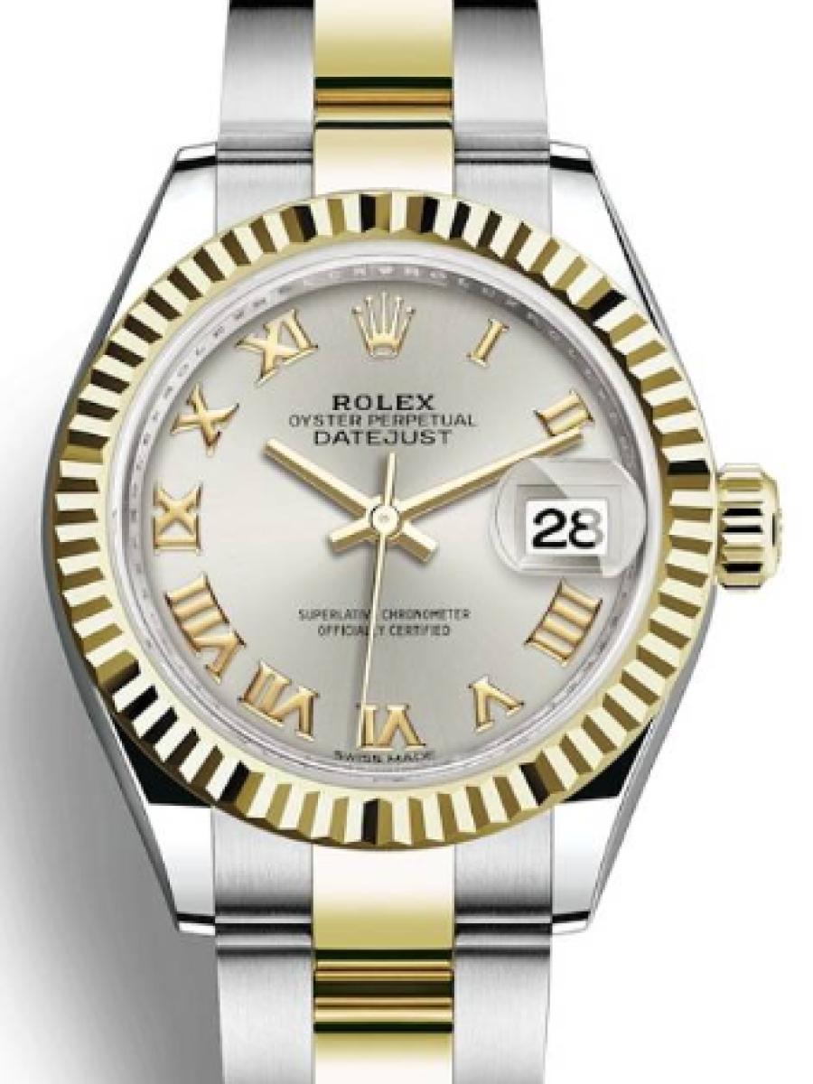 ロレックス レディデイトジャスト 279173-0006 シルバー オイスター　オイスタースチール＆イエローゴールド　シルバーダイヤル　ローマインデックス　デイト表示 レディース　28ｍｍ　キャリバー 2236　パワーリザーブ 約55時間(新品未使用)