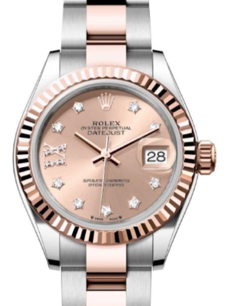ロレックス レディデイトジャスト 279171-0028 ロゼ オイスター　オイスタースチール＆エバーローズゴールド　ピンクダイヤル　ダイヤインデックス　デイト表示 レディース　28ｍｍ　キャリバー 2236　パワーリザーブ 約55時間　(新品未使用)