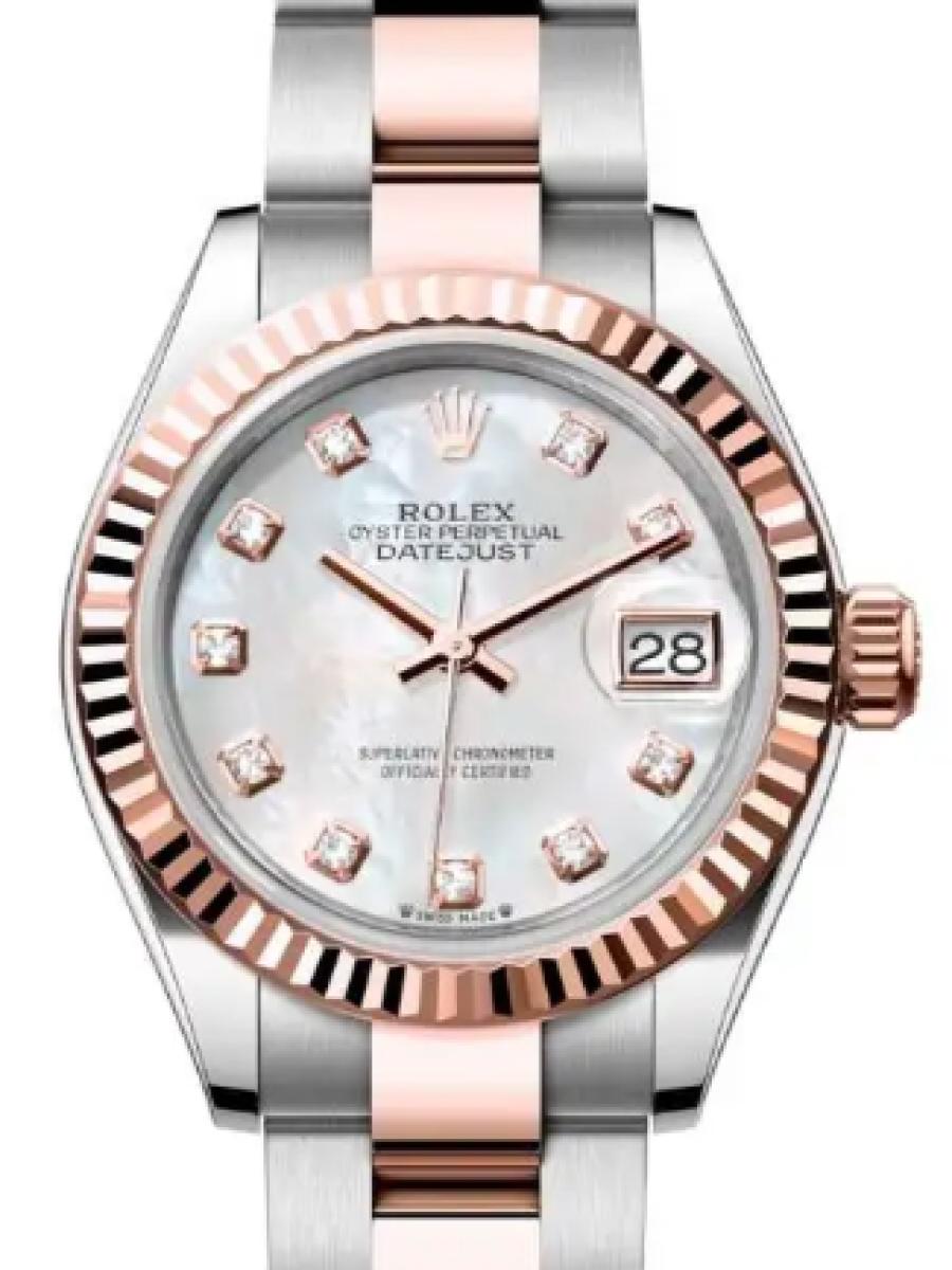 ロレックス レディデイトジャスト 279171-0014 マザーオブパール オイスター　オイスタースチール＆エバーローズゴールド　マザーオブパール　ダイヤインデックス レディース　28ｍｍ　キャリバー 2236　パワーリザーブ 約55時間(新品未使用)