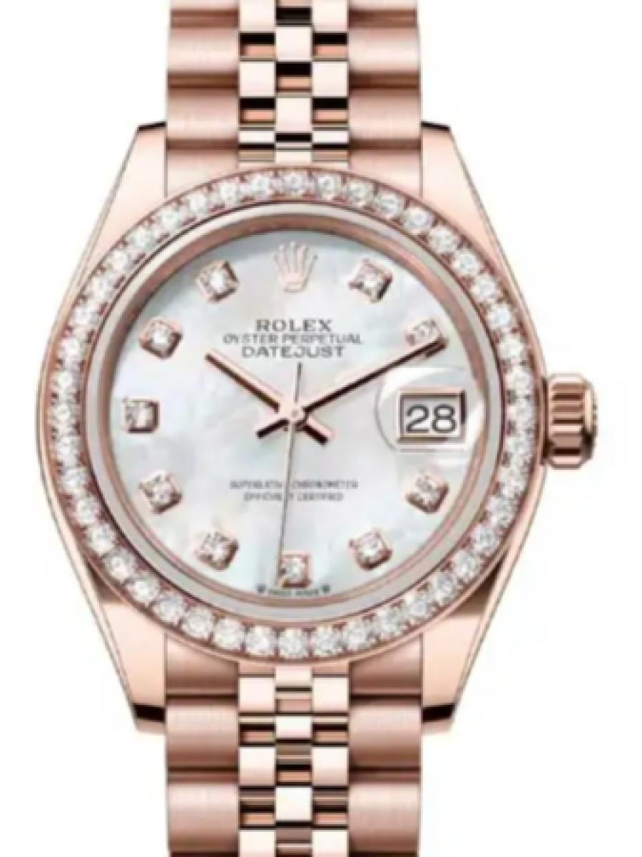 ロレックス レディデイトジャスト 279135rbr-0019 マザーオブパール オイスター　エバーローズゴールド　ダイヤモンドベゼル　ダイヤインデックス　マザーオブパール レディース　28ｍｍ　キャリバー 2236　パワーリザーブ 約55時間(新品未使用)