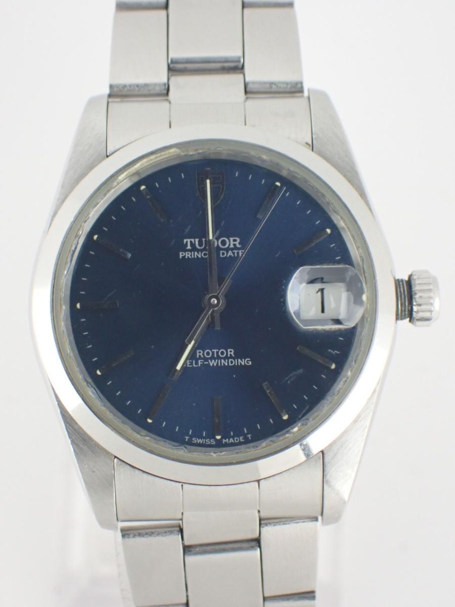 チューダー プリンスデイト 74000 ブルー 34mm径、ボーイズ(C※不動品、故障、ガラス割れ)