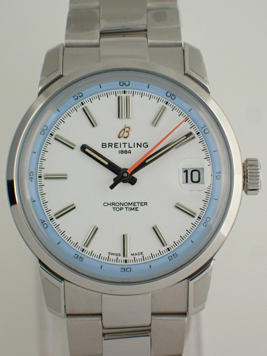 ブライトリング トップタイム AB3113281A1A1 ホワイト、スカイブルー 38mm、デイト、2025年発売(NS※新品)