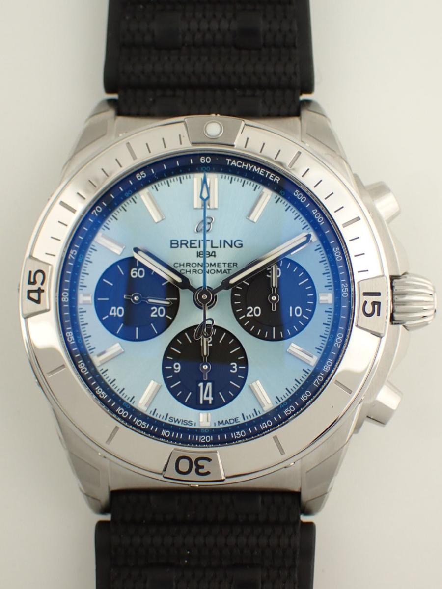 ブライトリング クロノマット PB0134101C1S2 アイスブルー 42mm、プラチナベゼル、ラバーストラップ(NS※新品)