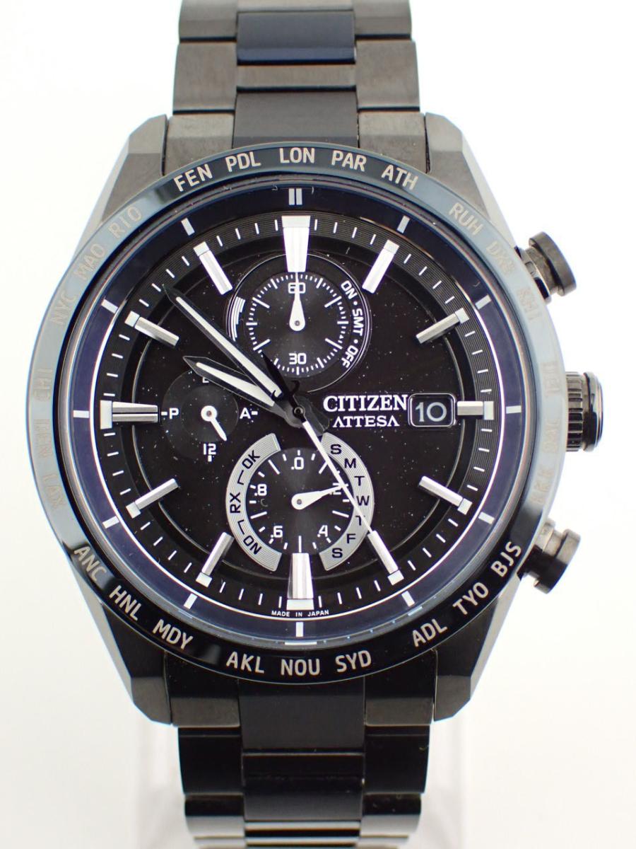 シチズン アテッサ AT8187-75E ブラック 35周年記念、数量限定、デュラテクトDLCブルー(AA※美品中古)