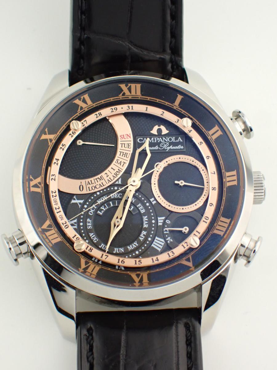 カンパノラ コンプリケーション AH7061-00E ブラック ミニッツリピーター、ワニ革ベルト、メンズ(AA※美品中古、傷有り)
