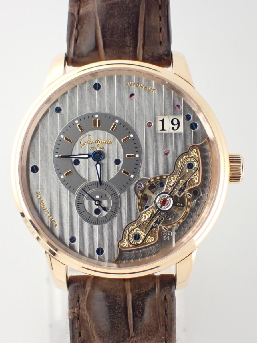 グラスヒュッテオリジナル パノ 1-91-02-01-05-30 シルバー 41mm径、メンズ(AA※中古美品)