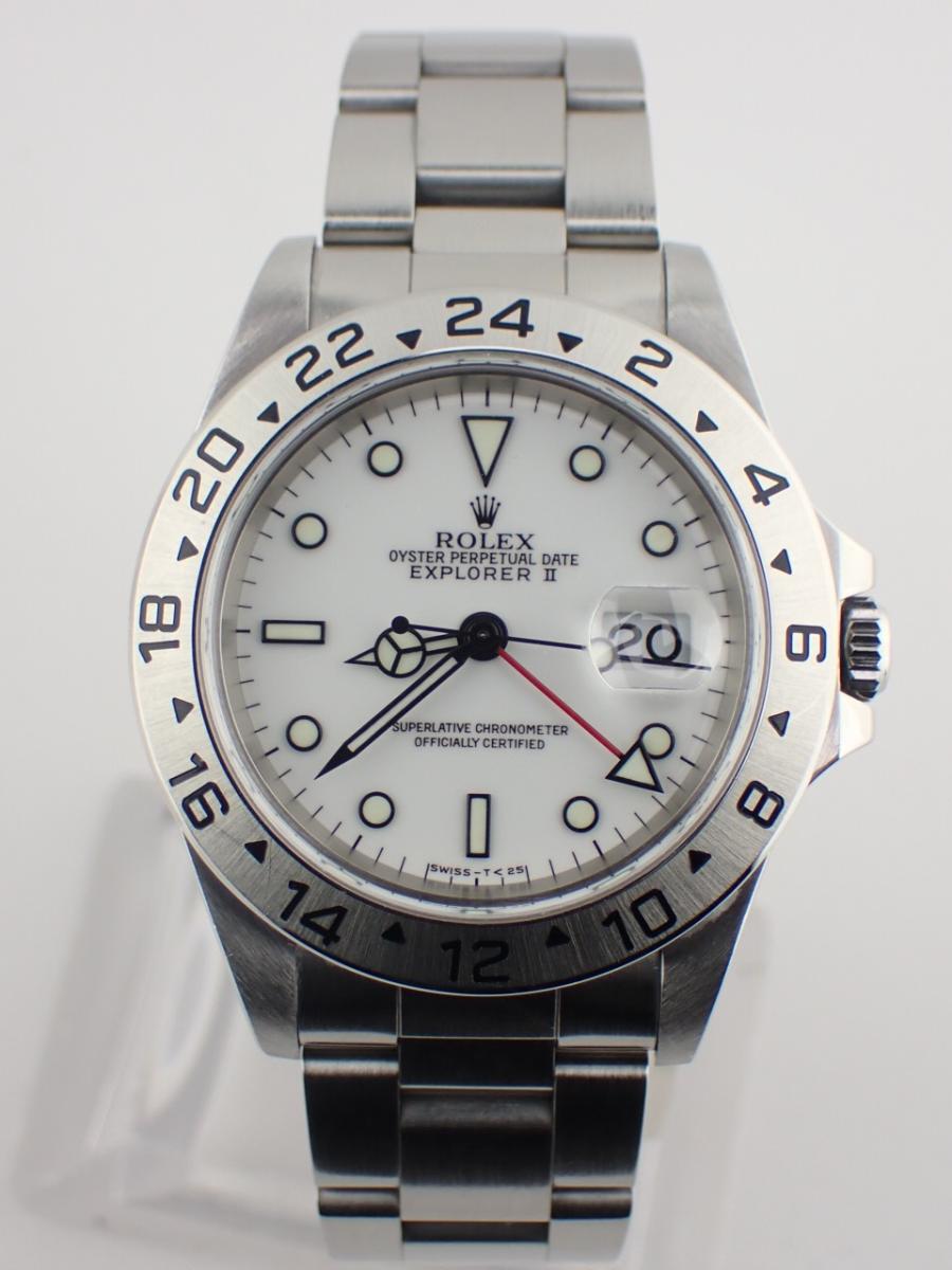 ロレックス エクスプローラー2 16570 ホワイト U番 40mm径、メンズ(A※傷あり中古)