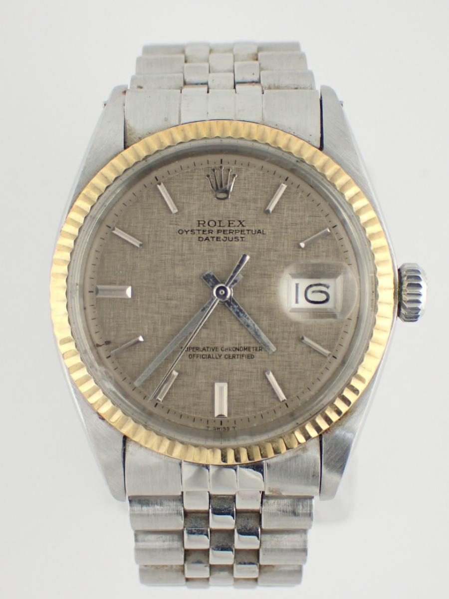 ロレックス デイトジャスト 1601 シルバー 36mm径、メンズ(B※全体傷、リューズ不良)