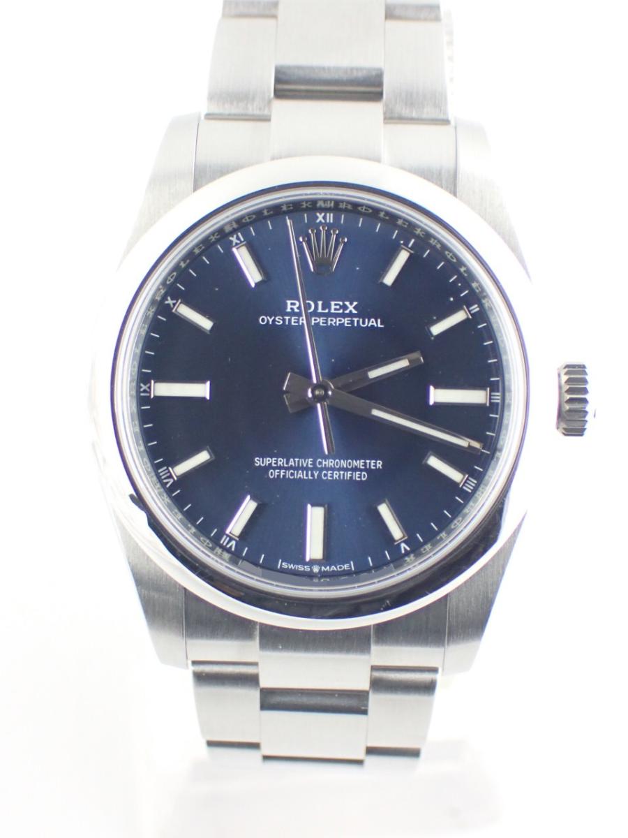 ロレックス オイスターパーペチュアル 124200 ブライトブルー 34mm径、メンズ(A※傷あり中古)