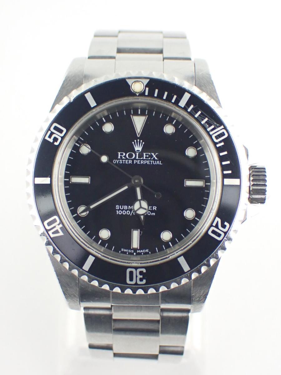 ロレックス サブマリーナ 14060 ブラック 40mm径、メンズ(B※全体キズ、バックルゆるい、ブレス過少)