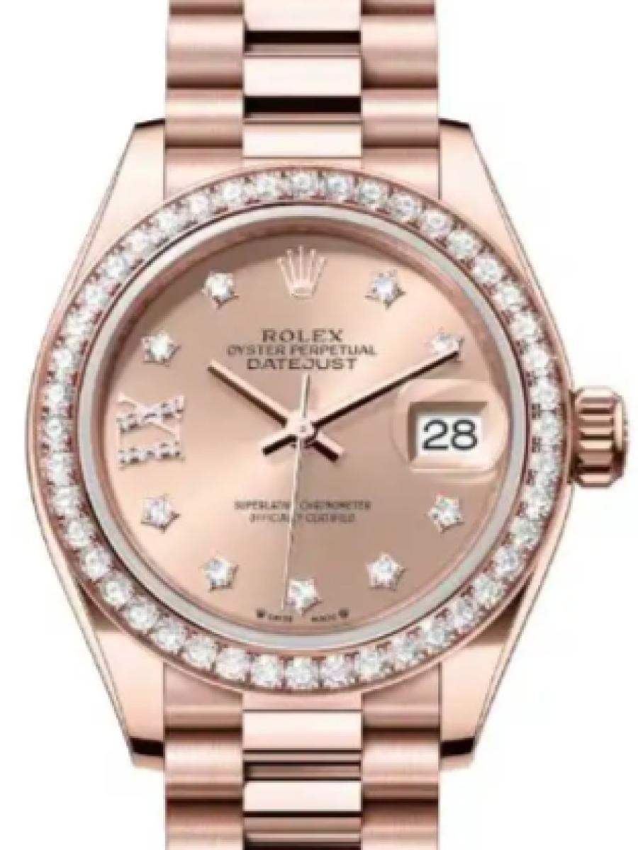 ロレックス オイスターパーペチュアル 279135rbr-0029 ロゼ オイスター　エバーローズゴールド　ダイヤモンド　ロゼダイヤル　ダイヤインデックス　ダイヤベゼル レディース　28ｍｍ　キャリバー 2236　パワーリザーブ 約55時間(新品未使用)
