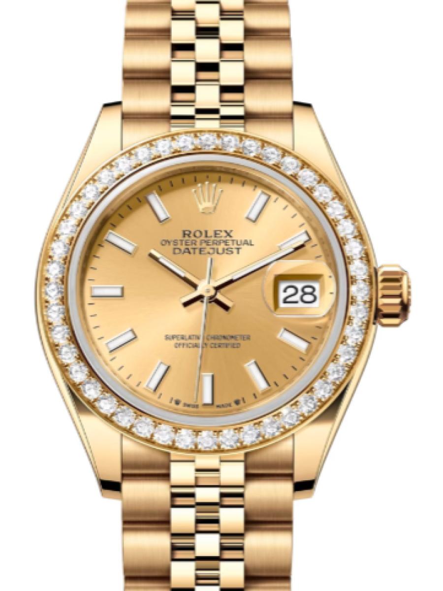 ロレックス レディデイトジャスト 279138rbr-0013 シャンパンカラー オイスター　イエローゴールド　ダイヤモンドベゼル　シャンパンダイヤル レディース　28ｍｍ　キャリバー 2236　パワーリザーブ 約55時間(新品未使用)