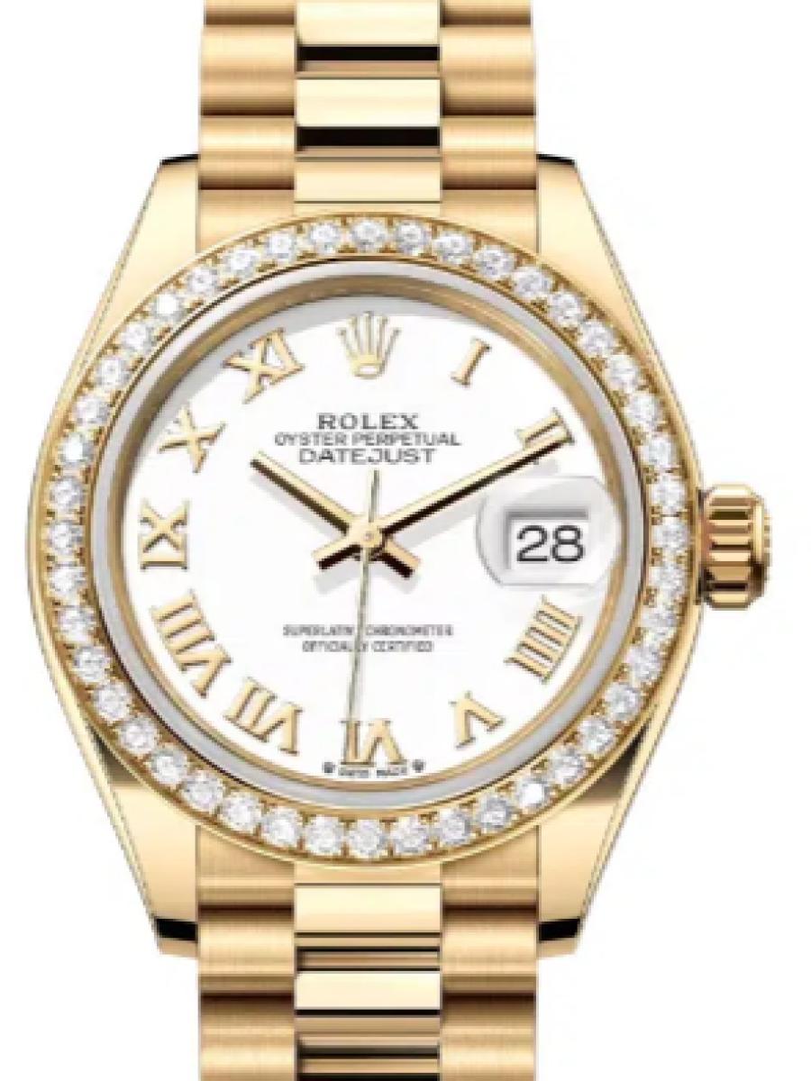 ロレックス レディデイトジャスト 279138rbr-0031 ホワイト オイスター　イエローゴールド　ダイヤモンドベゼル　ホワイトダイヤル レディース　28ｍｍ　キャリバー 2236　パワーリザーブ 約55時間(新品未使用)