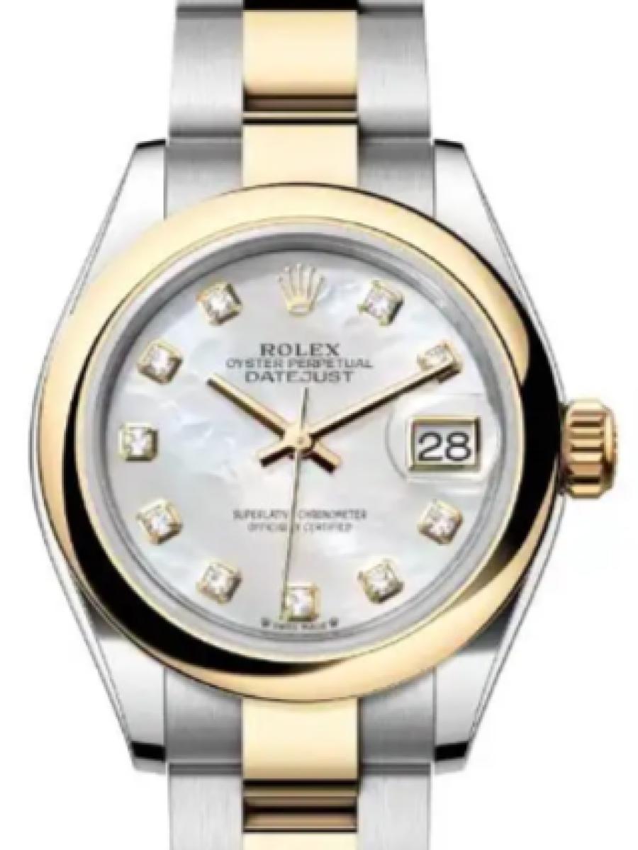 ロレックス レディデイトジャスト 279163-0014 マザーオブパール オイスタースチール＆イエローゴールド　マザーオブパールダイヤル　ダイヤインデックス レディース　28ｍｍ　キャリバー 2236　パワーリザーブ 約55時間(新品未使用)