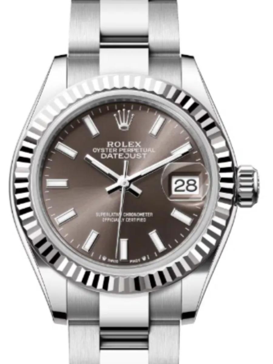 ロレックス レディデイトジャスト 279174-0012 ダークグレー オイスタースチール＆ホワイトゴールド　ダークグレーダイヤル　バーインデックス　フルーテッド レディース　28ｍｍ　キャリバー 2236　パワーリザーブ 約55時間(新品未使用)