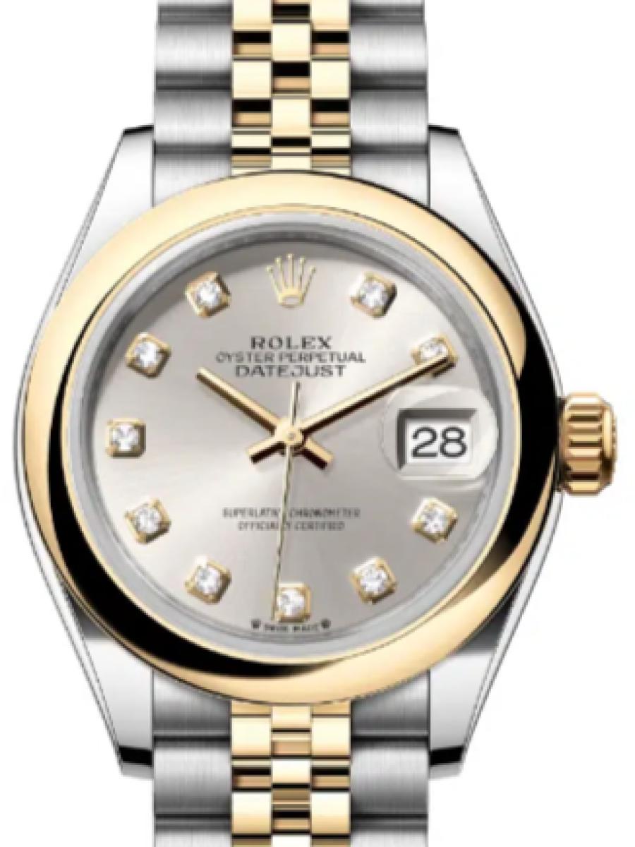 ロレックス レディデイトジャスト 279163-0007 シルバー オイスタースチール＆イエローゴールド　シルバーダイヤル　ダイヤインデックス レディース　28ｍｍ　キャリバー 2236　パワーリザーブ 約55時間　ジュビリーブレス(新品未使用)