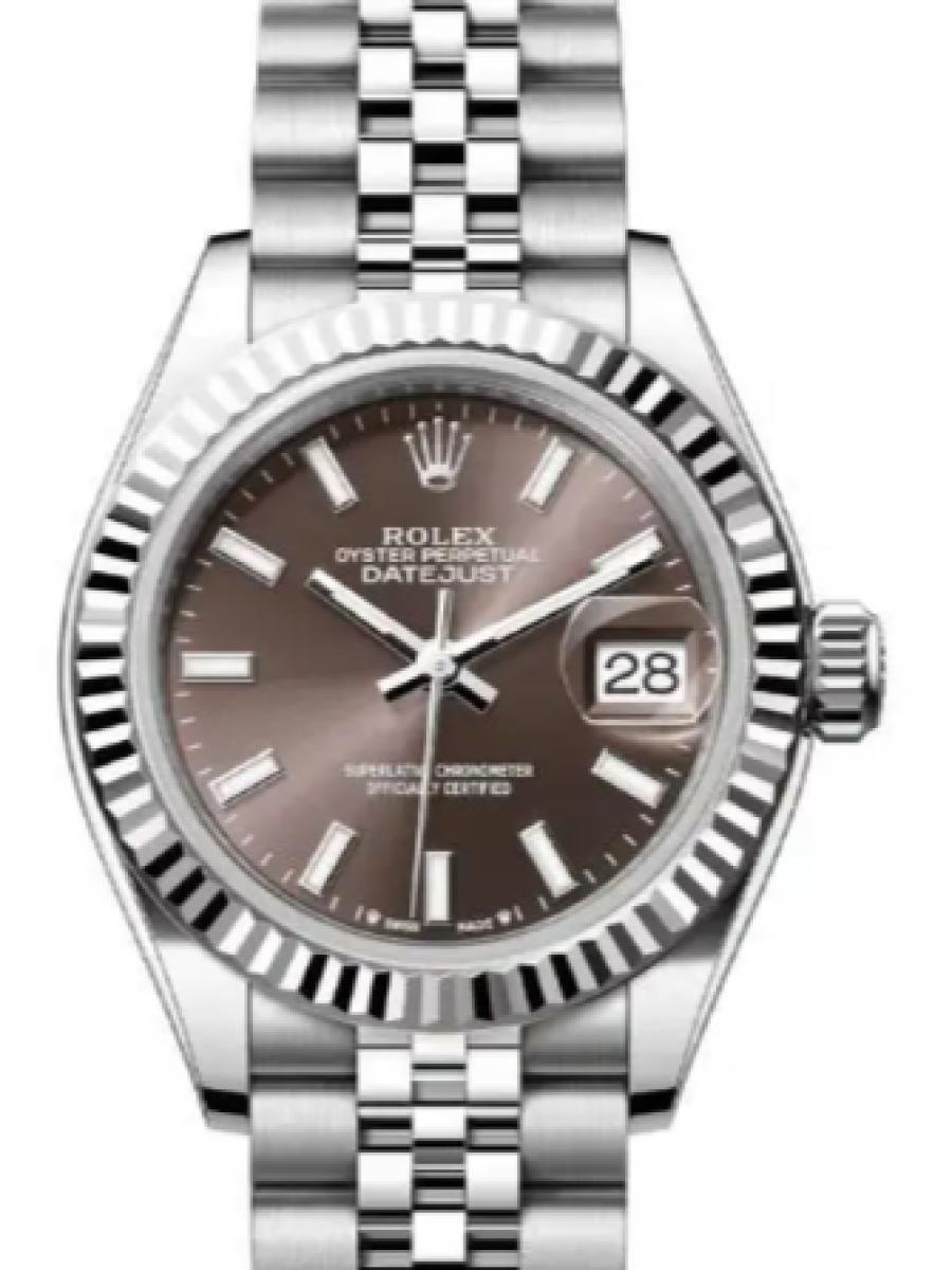 ロレックス レディデイトジャスト 279174-0011 ダークグレー オイスタースチール＆ホワイトゴールド　バーインデックス　ダークグレーダイヤル　フルーテッドベゼル レディース　28ｍｍ　キャリバー 2236　パワーリザーブ 約55時間(新品未使用)