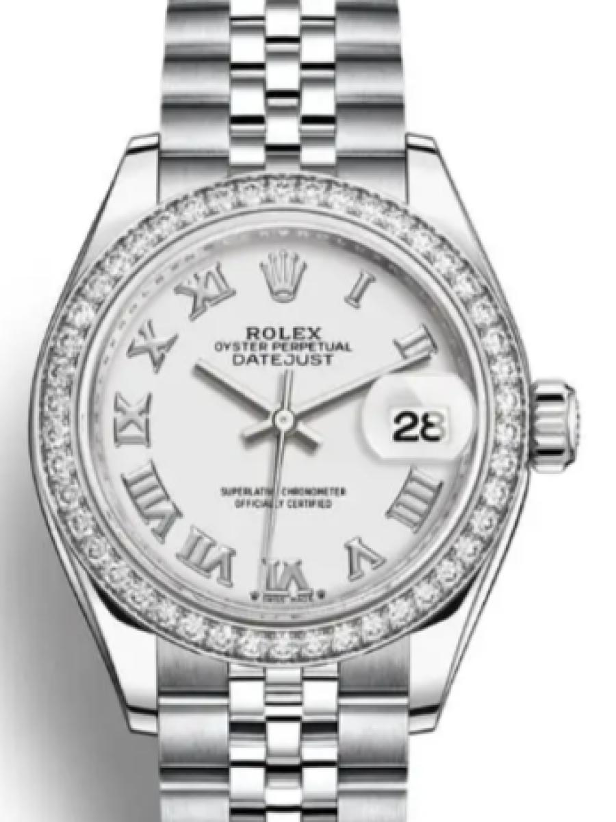 ロレックス レディデイトジャスト 279384rbr-0019 ホワイト オイスタースチール＆ホワイトゴールド　ダイヤモンドベゼル　ホワイトダイヤル　ローマインデックス レディース　28ｍｍ　キャリバー 2236　パワーリザーブ 約55時間(新品未使用)