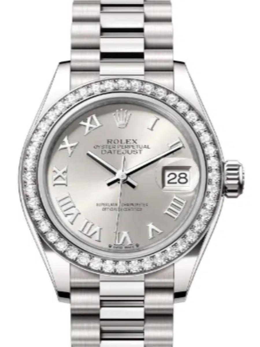 ロレックス レディデイトジャスト 279139rbr-0007 シルバー ホワイトゴールド　ダイヤモンドベゼル　 レディース　28ｍｍ　キャリバー 2236　パワーリザーブ 約55時間(新品未使用)