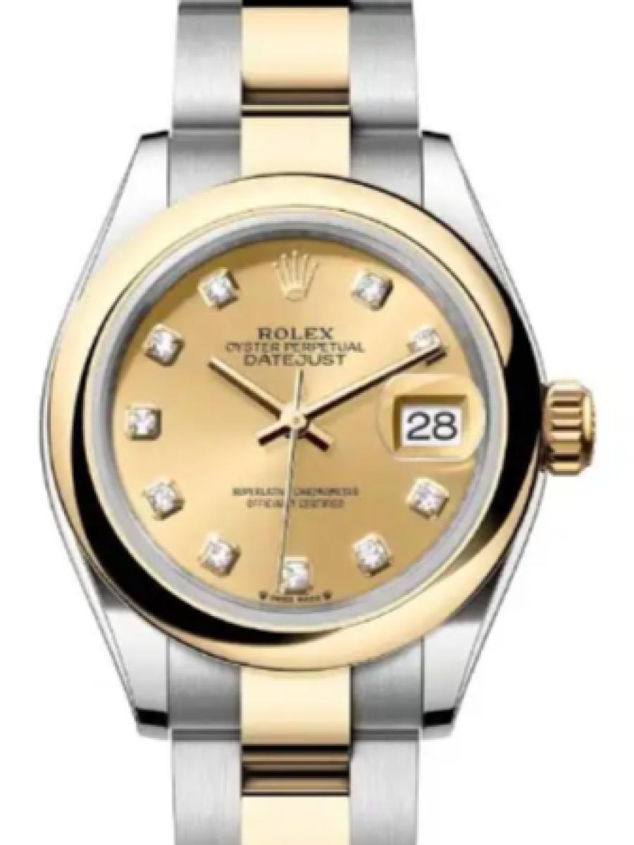 ロレックス レディデイトジャスト 279163-0012 シャンパンゴールド オイスタースチール＆イエローゴールド　ダイヤインデックス レディース　28ｍｍ　キャリバー 2236　パワーリザーブ 約55時間(新品未使用)