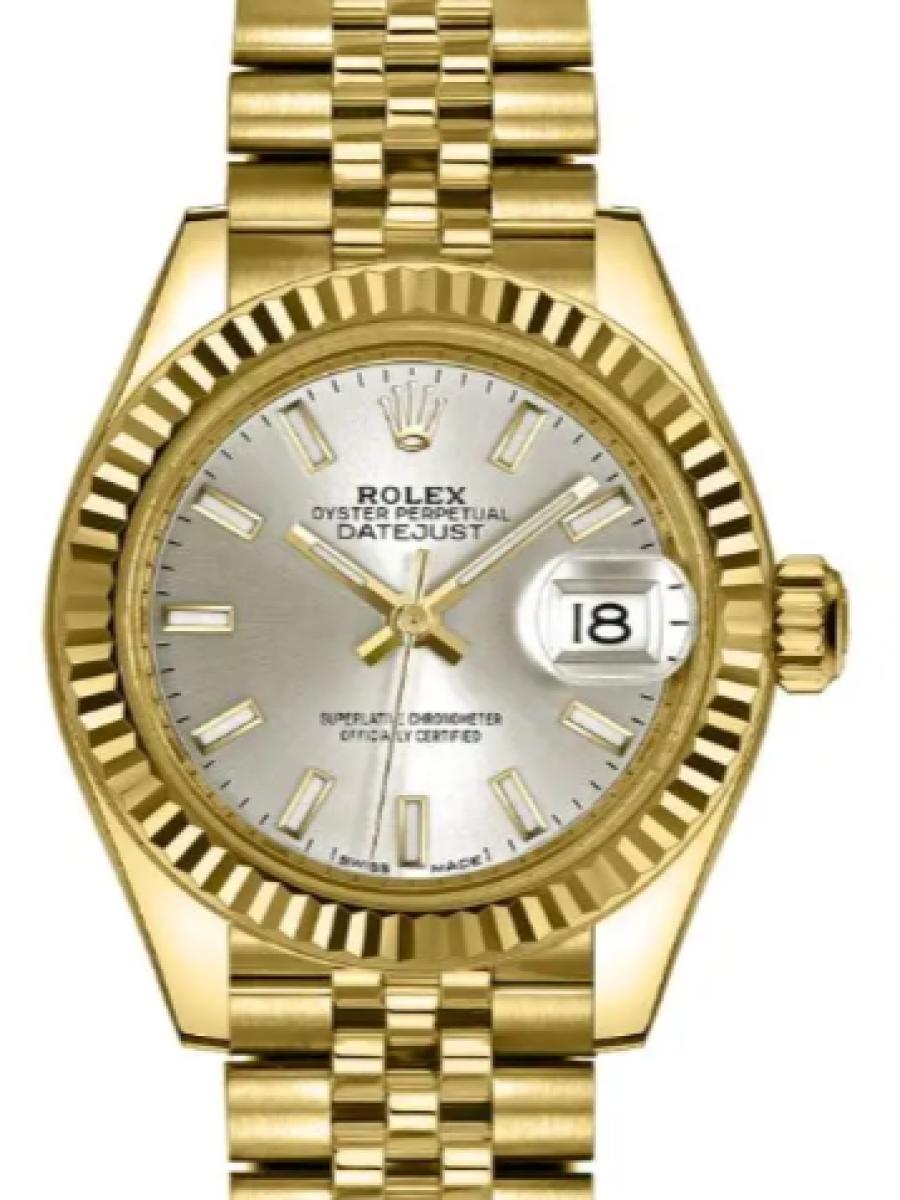 ロレックス レディデイトジャスト 279178-0006 シルバー イエローゴールド　バーインデックス　フルーテッドベゼル レディース　28ｍｍ　キャリバー 2236　パワーリザーブ 約55時間(新品未使用)