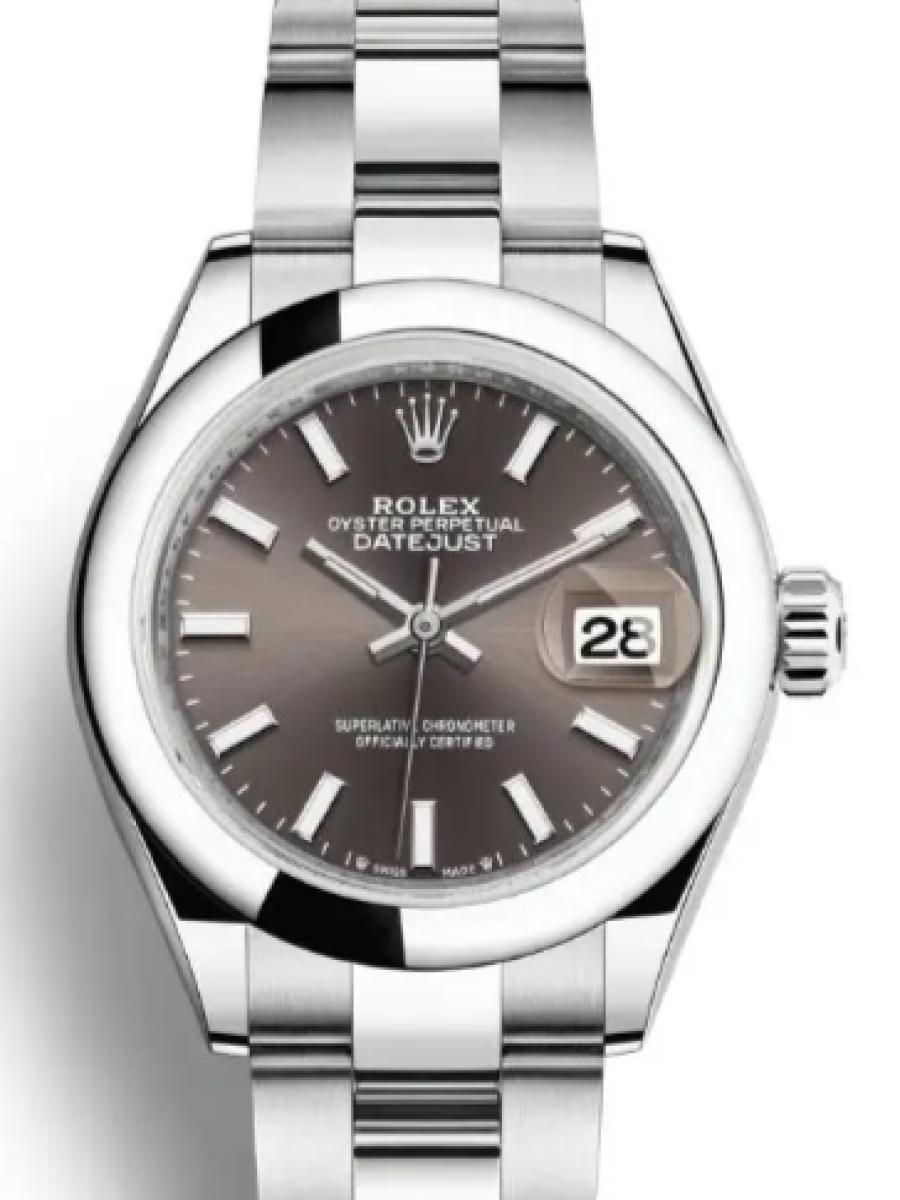 ロレックス レディデイトジャスト 279160-0010 ダークグレー オイスタースチール　バーインデックス　ダークグレーダイヤル レディース　28ｍｍ　キャリバー 2236　パワーリザーブ 約55時間(新品未使用)