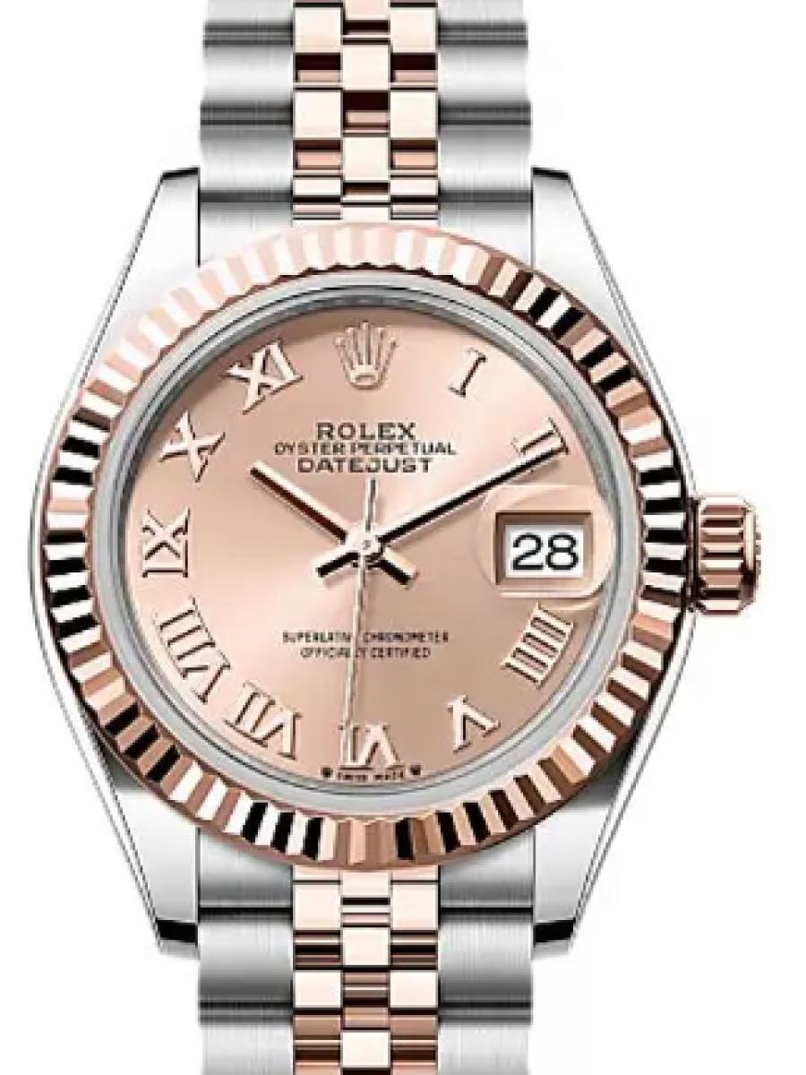 ロレックス レディデイトジャスト 279171-0025 ロゼ オイスタースチール＆エバーローズゴールド　ロゼダイヤル　ローマインデックス　フルーテッドベゼル レディース　28ｍｍ　キャリバー 2236　パワーリザーブ 約55時間(新品未使用)