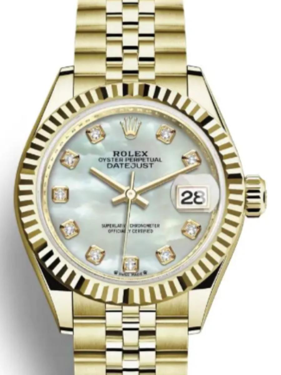 ロレックス レディデイトジャスト 279178-0026 マザーオブパール イエローゴールド　マザーオブパールダイヤル　ダイヤインデックス レディース　28ｍｍ　キャリバー 2236　パワーリザーブ 約55時間(新品未使用)