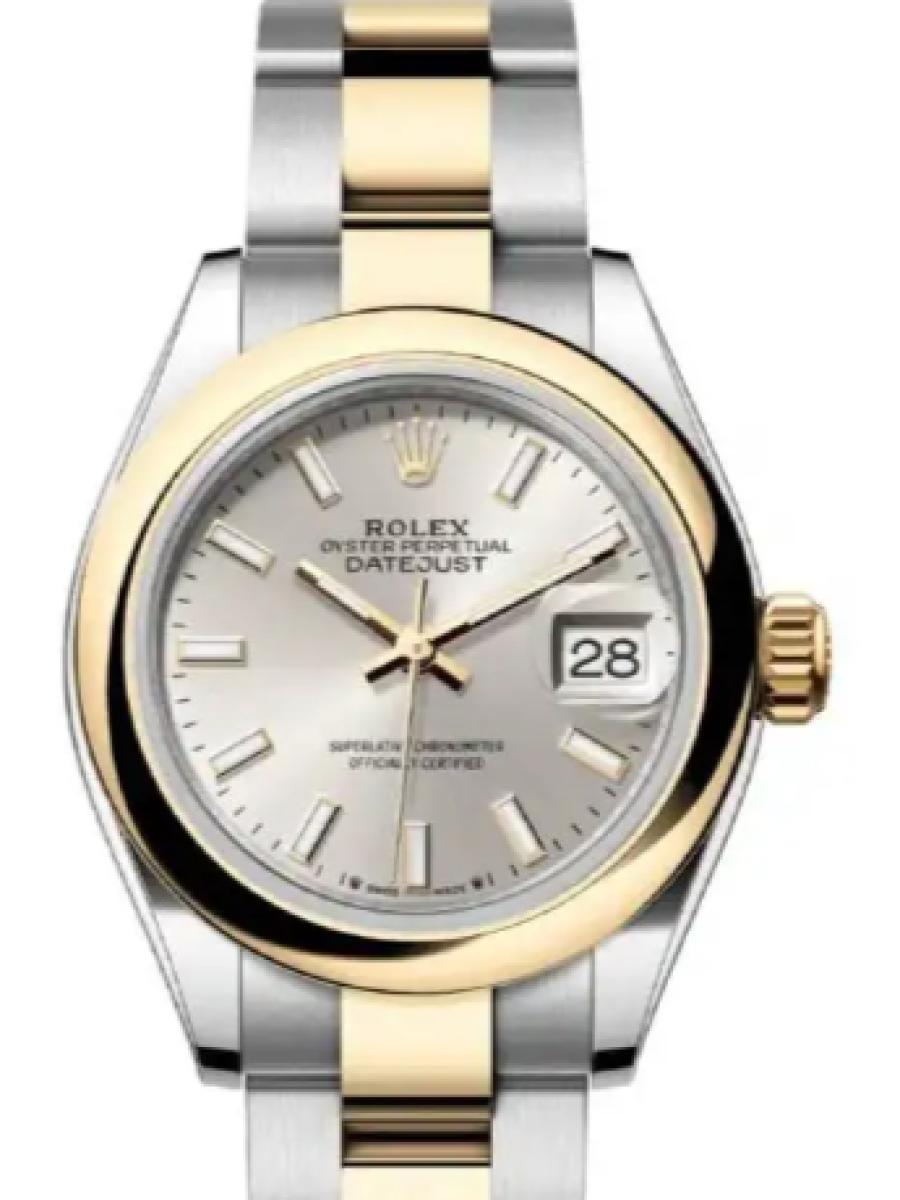 ロレックス レディデイトジャスト 279163-0020 シルバー オイスタースチール＆イエローゴールド　バーインデックス　シルバーダイヤル レディース　28ｍｍ　キャリバー 2236　パワーリザーブ 約55時間(新品未使用)