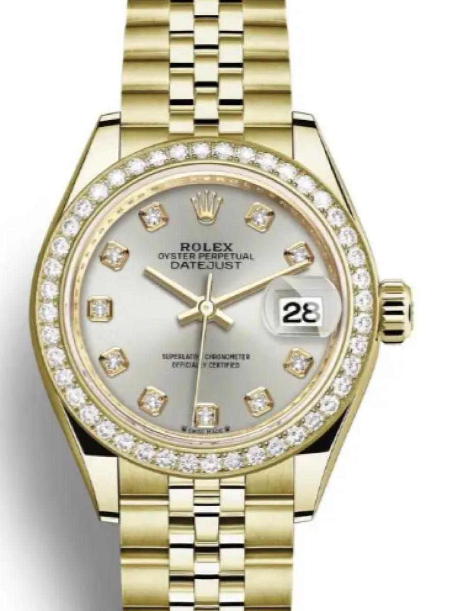 ロレックス レディデイトジャスト 279138rbr-0020 シルバー イエローゴールド　ダイヤモンドベゼル　ダイヤインデックス レディース　28ｍｍ　キャリバー 2236　パワーリザーブ 約55時間(新品未使用)