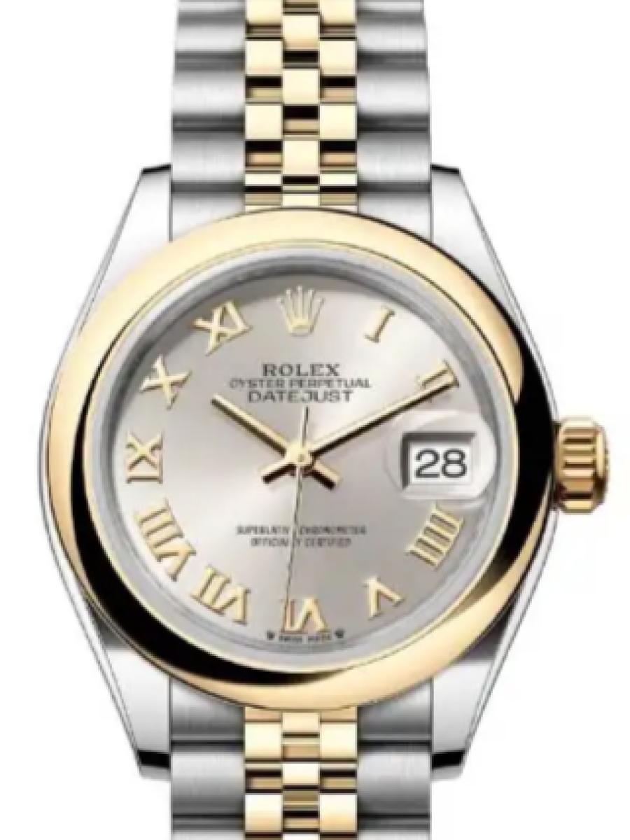 ロレックス レディデイトジャスト 279163-0005 シルバー オイスタースチール＆イエローゴールド　ローマインデックス　シルバーダイヤル　オイスターベゼル レディース　28ｍｍ　キャリバー 2236　パワーリザーブ 約55時間(新品未使用)