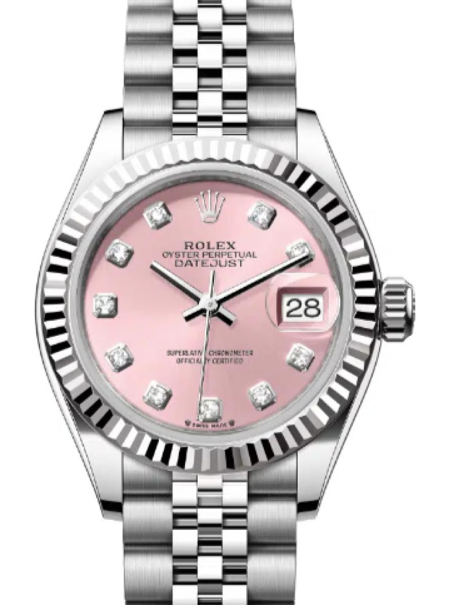 ロレックス レディデイトジャスト 279174-0003 ピンク オイスタースチール＆ホワイトゴールド　ダイヤインデックス　フルーテッドベゼル レディース　28ｍｍ　キャリバー 2236　パワーリザーブ 約55時間(新品未使用)