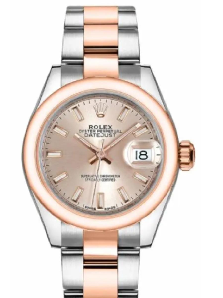 ロレックス レディデイトジャスト 279161-0024 ロゼ オイスタースチール＆エバーローズゴールド　ロゼダイヤル　バーインデックス レディース　28ｍｍ　キャリバー 2236　パワーリザーブ 約55時間(新品未使用)