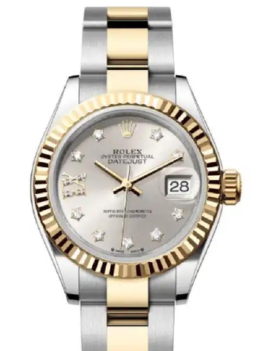 ロレックス レディデイトジャスト 279173-0004 シルバー オイスタースチール＆イエローゴールド　星形インデックス　フルーテッドベゼル　シルバーダイヤル レディース　28ｍｍ　キャリバー 2236　パワーリザーブ 約55時間(新品未使用)