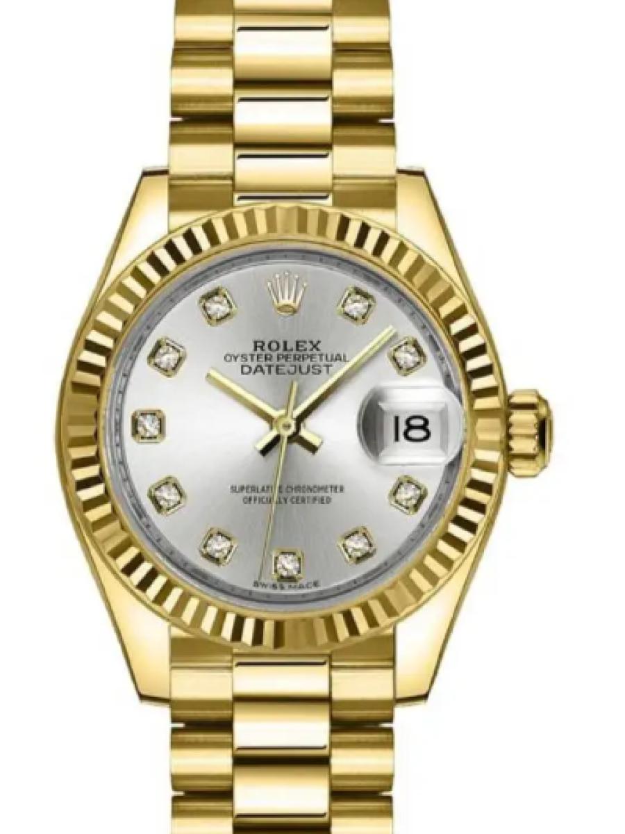 ロレックス レディデイトジャスト 279178-0015 シルバー イエローゴールド　ダイヤインデックス　シルバーダイヤル レディース　28ｍｍ　キャリバー 2236　パワーリザーブ 約55時間(新品未使用)