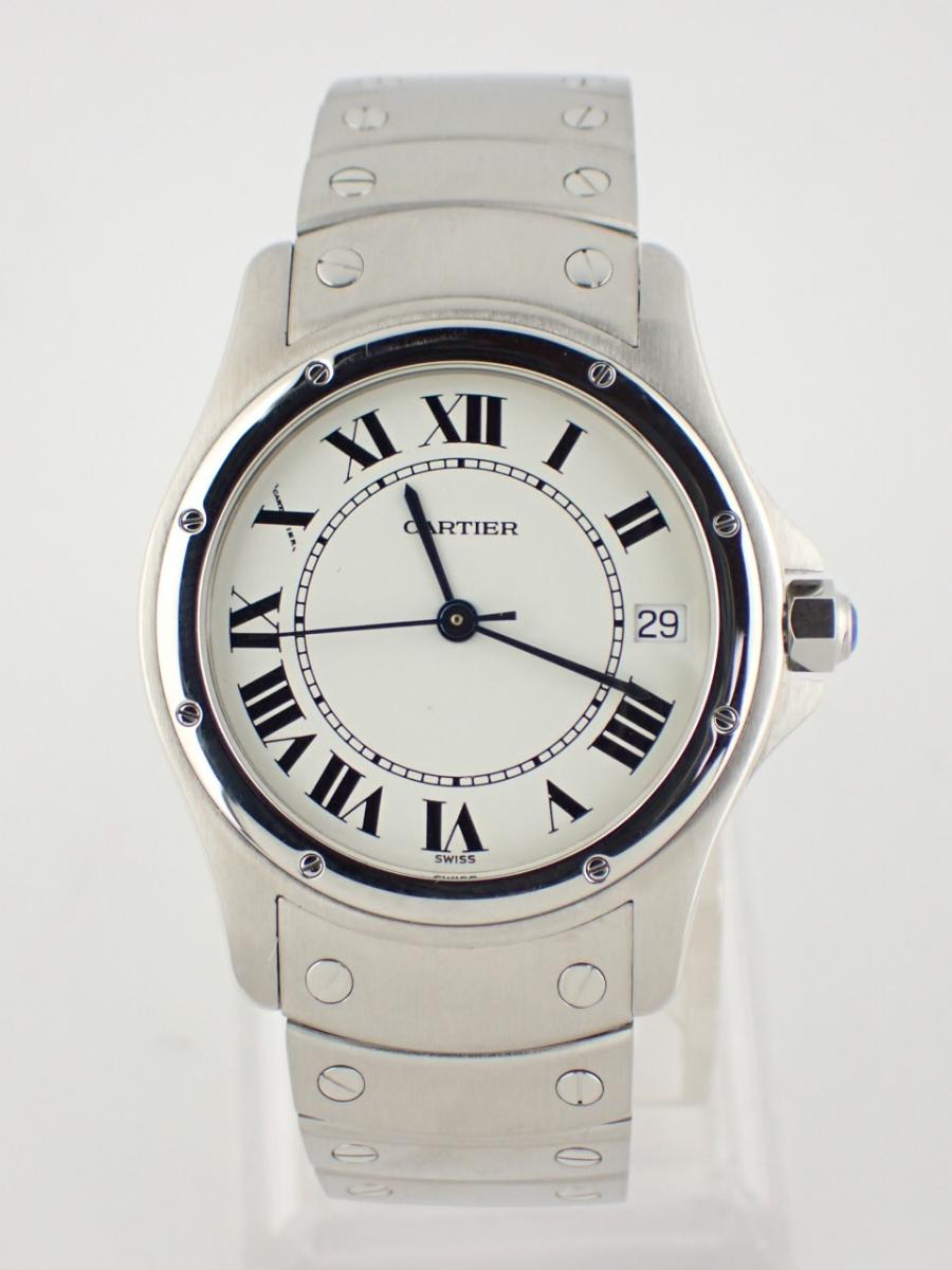 カルティエ サントス W20026K1 ホワイト 33mm径、メンズ(AA※文字盤内にほこり有)