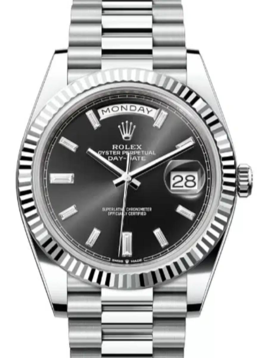 ロレックス デイデイト 228236-0004 ブラック プラチナ　ダイヤインデックス　フルーテッドベゼル メンズ　40ｍｍ　キャリバー 3255　パワーリザーブ 約70時間(新品未使用)