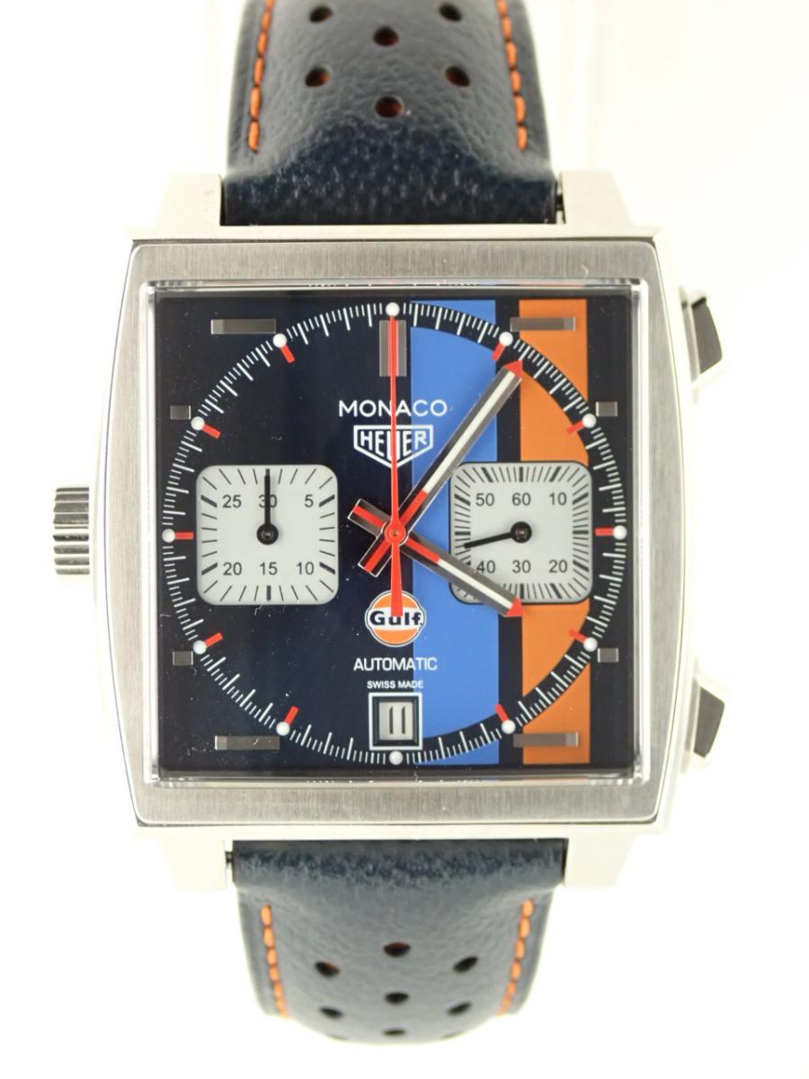 タグホイヤー モナコ CAW211R.FC6401 マルチカラー クロノグラフ、スクエアケース、レザーベルト(AAA※新品仕上げ済み)