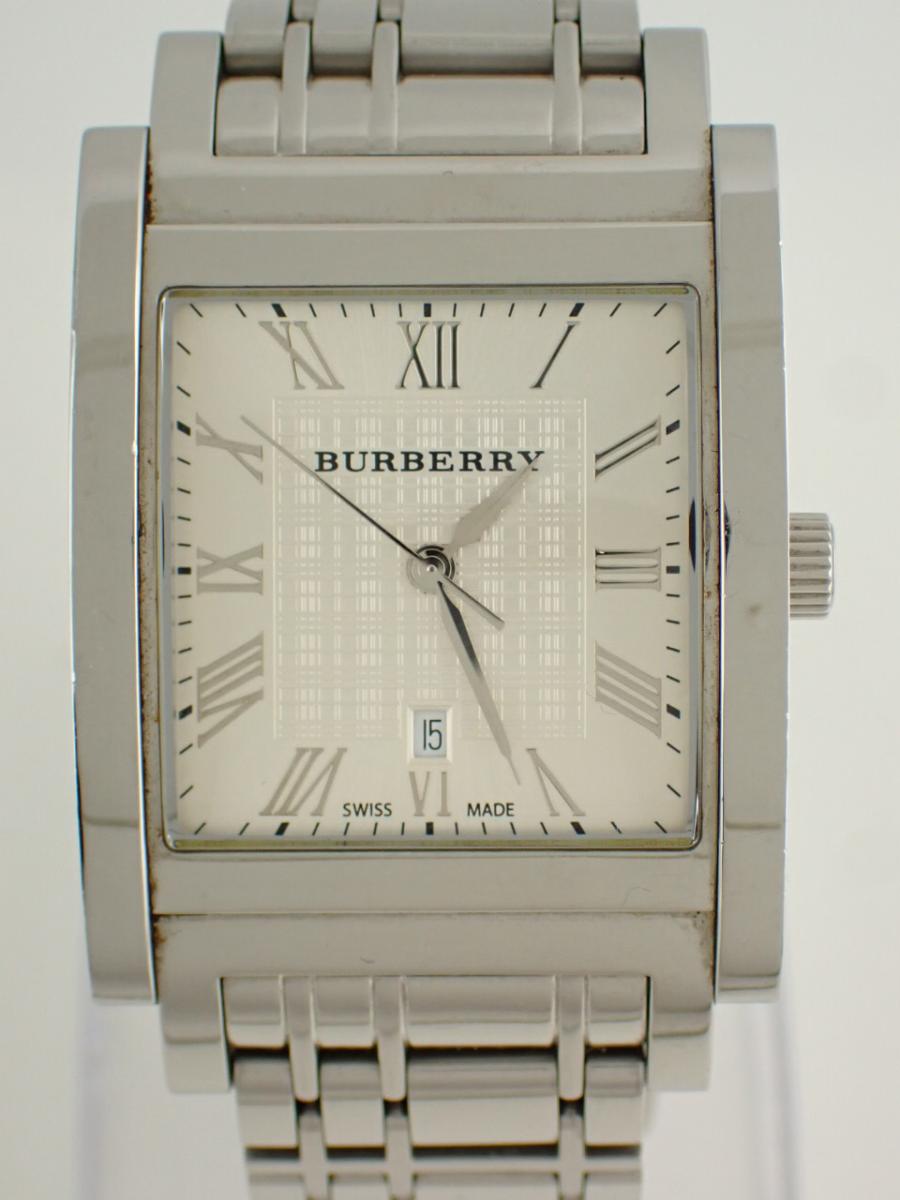 バーバリー ヘリテージ BU1550 シルバー スクエアケース、5.1cm×3.2cm、メンズ(A※中古)