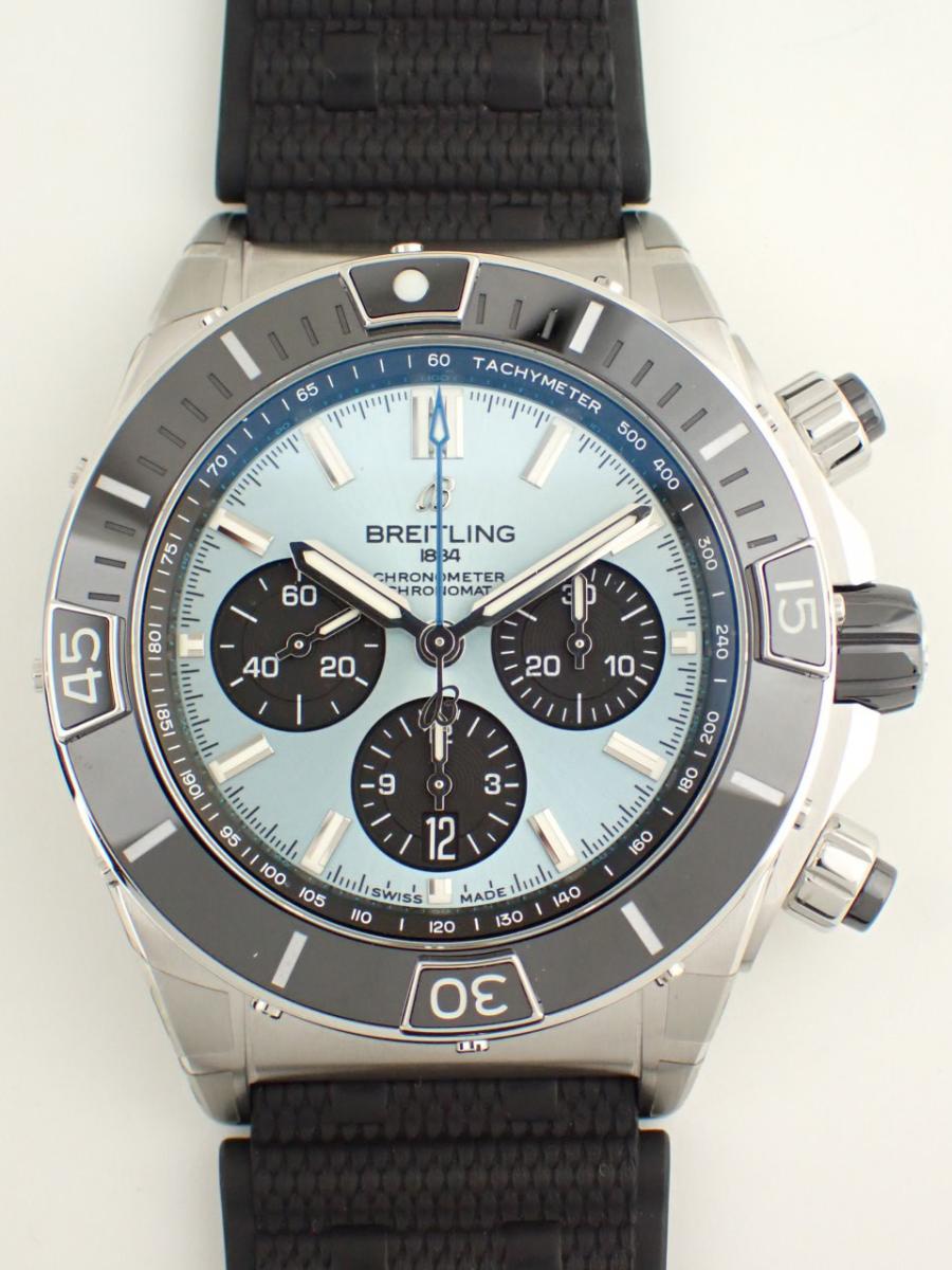 ブライトリング クロノマット PB0136251C1S1 アイスブルー 44mm、クロノグラフ、ラバーベルト(NS※新品)