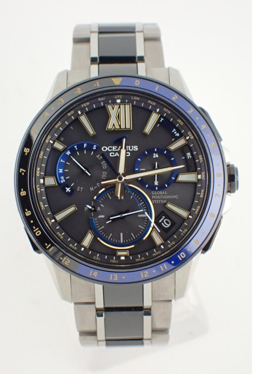 カシオ オシアナス OCW-G1200D-1AJF ブラック 46mm径、メンズ、数量限定モデル(A※傷あり中古)