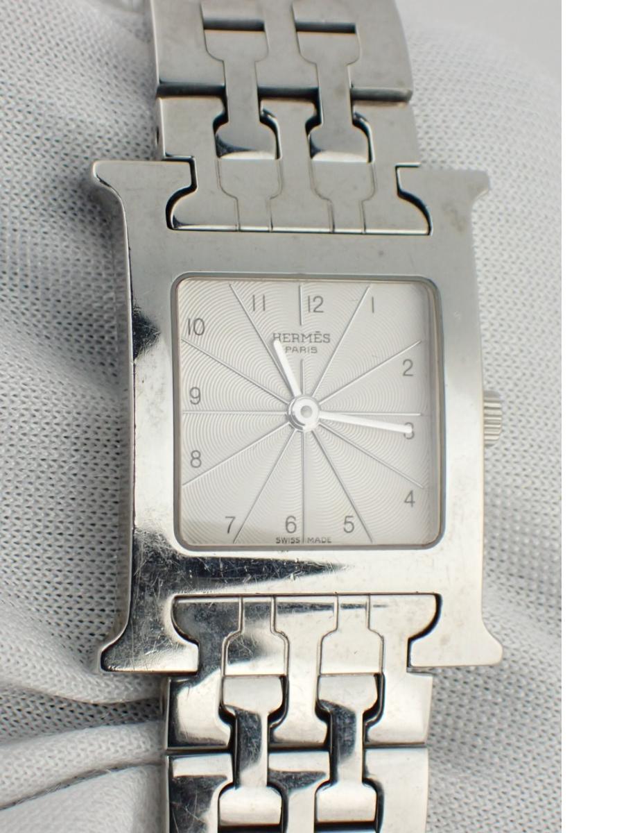 エルメス Hwatch HH1.210 ホワイト 21mm幅、レディース(B※全体傷、不動)