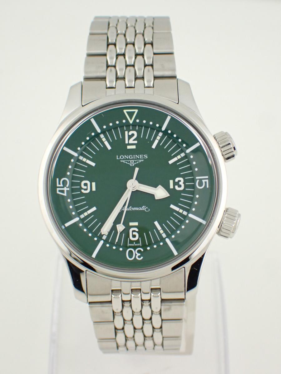 ロンジン レジェンド L3.764.4.06.6 グリーン 39mm径、メンズ(AA※中古美品)