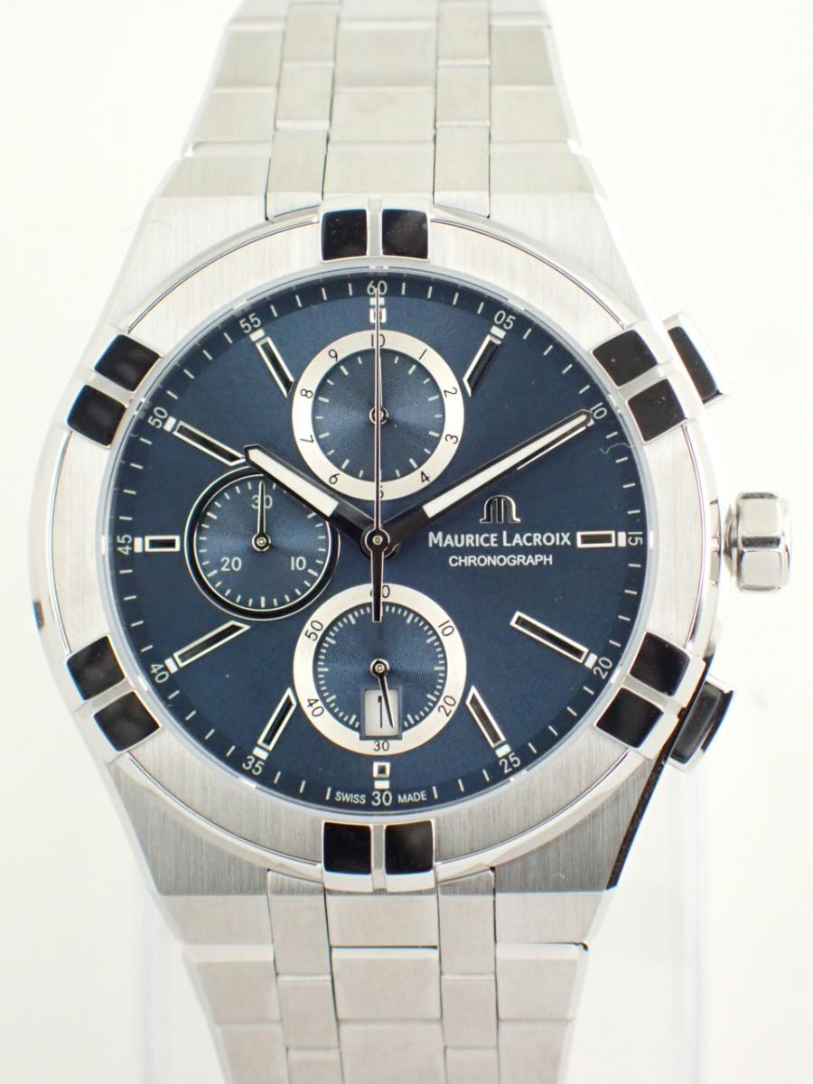 モーリスラクロア アイコン AI1118-SS002-430-1 ダークブルー 42mm、クロノグラフ、メンズ(NS※新品、入荷時よりシール無し)