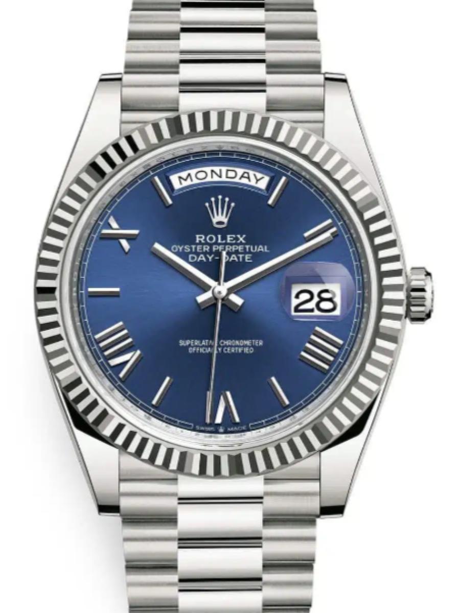 ロレックス デイデイト 228239-0007 ブライトブルー オイスター、40 mm、ホワイトゴールド 228239 メンズ　40ｍｍ　キャリバー 3255　パワーリザーブ 約70時間　プレジデントブレス(新品未使用)
