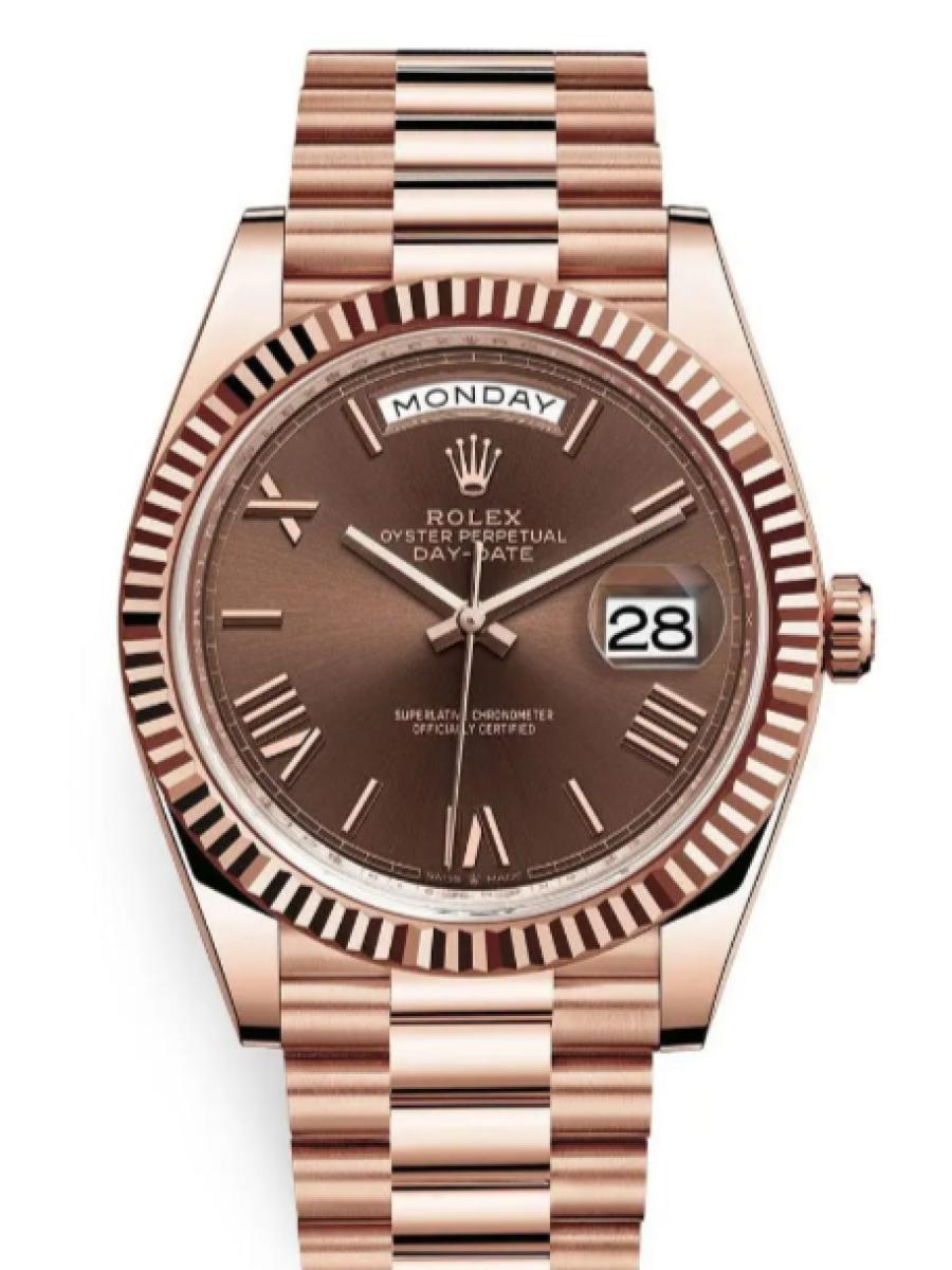 ロレックス デイデイト 228235-0002 チョコレート オイスター、40 mm、エバーローズゴールド 228235 メンズ　40ｍｍ　キャリバー 3255　パワーリザーブ 約70時間　プレジデントブレス(新品未使用)