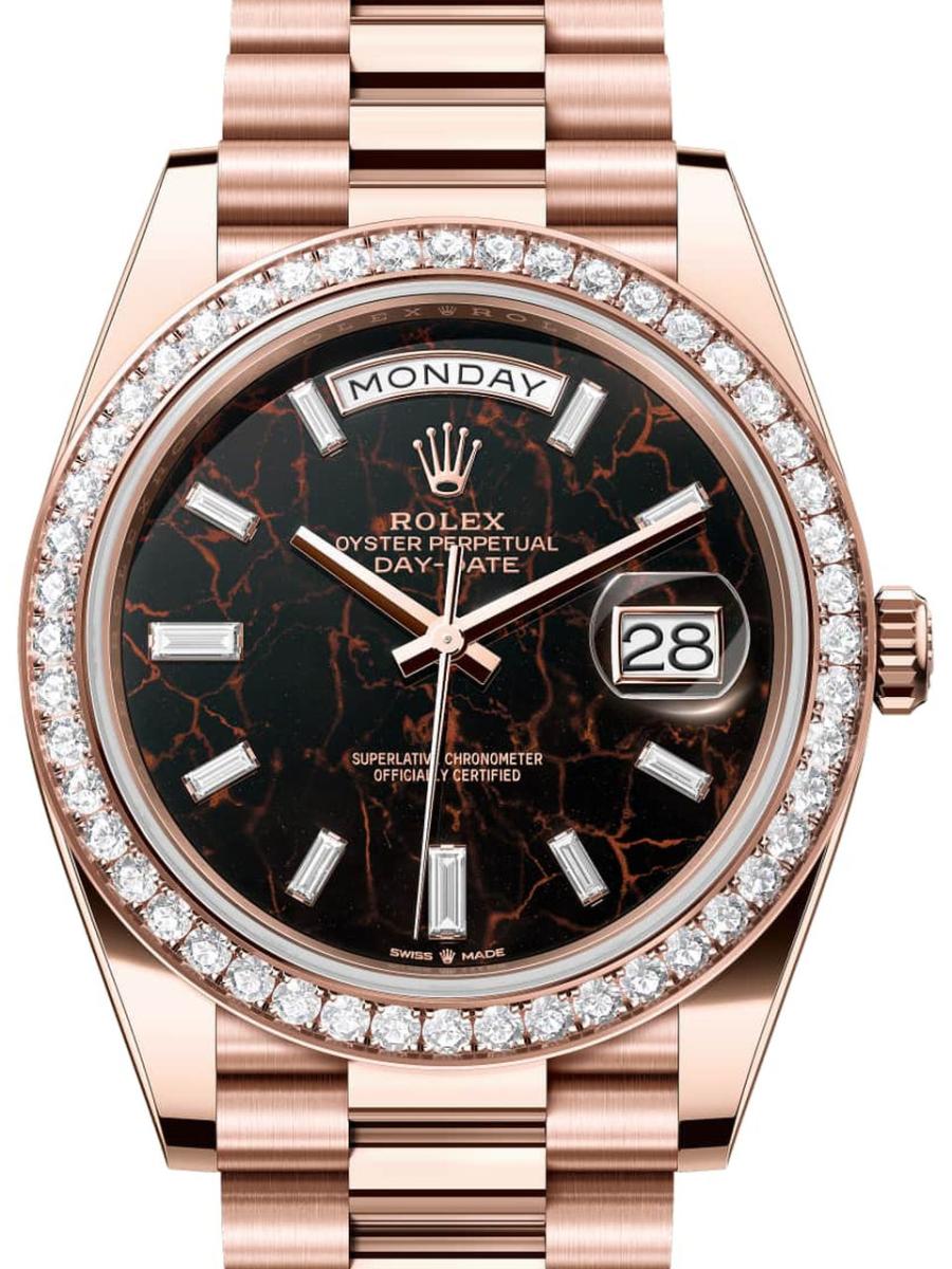 ロレックス デイデイト 228345rbr-0016 アイゼンキーゼル オイスター、40 mm、エバーローズゴールド、ダイヤモンド 228345RBR メンズ　40ｍｍ　キャリバー 3255　パワーリザーブ 約70時間　プレジデントブレス(新品未使用)