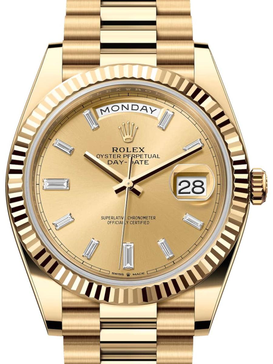 ロレックス デイデイト 228238-0005 ダイヤモンド入りシャンパン オイスター、40 mm、イエローゴールド 228238 メンズ　40ｍｍ　キャリバー 3255　パワーリザーブ 約70時間　プレジデントブレス(新品未使用)